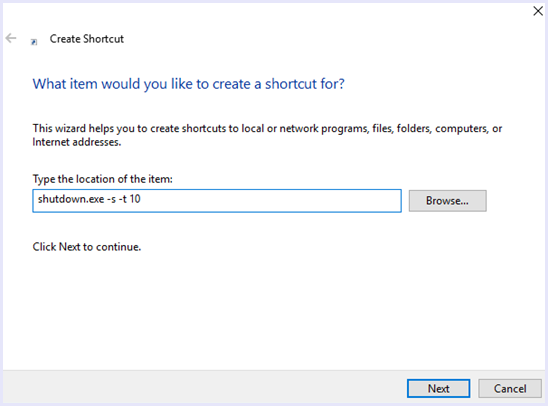 how to set shutdown timer windows 10