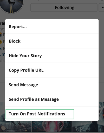 turn on notifications instagram