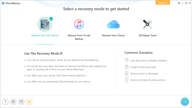 PhoneRescue For iOS Home