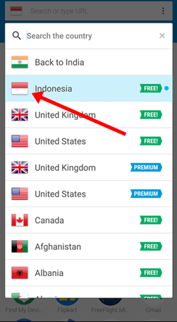 Hola VPN Country Selection