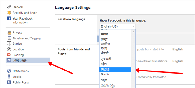 Language Change Option