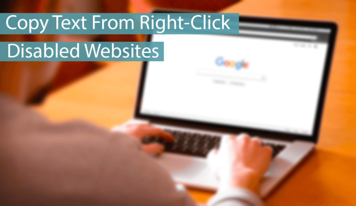  Copier Du Texte À Partir D'Une Vignette De Sites Web Désactivée Par Un Clic Droit