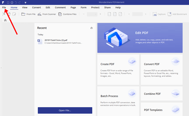 Open File Menu