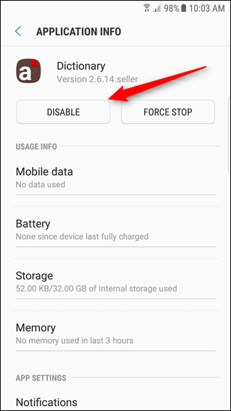 android disable bloatware app