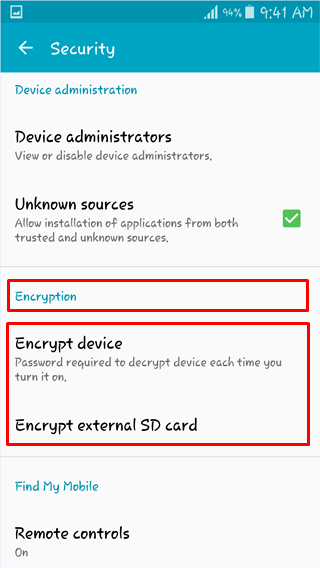 options security settings
