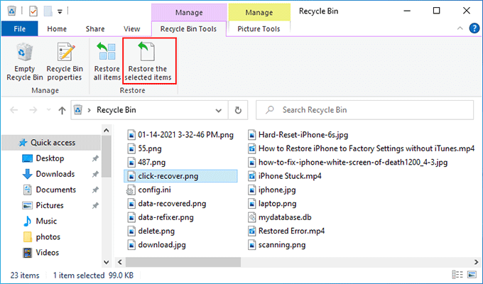 Recover Deleted Files from Recycle Bin (1)