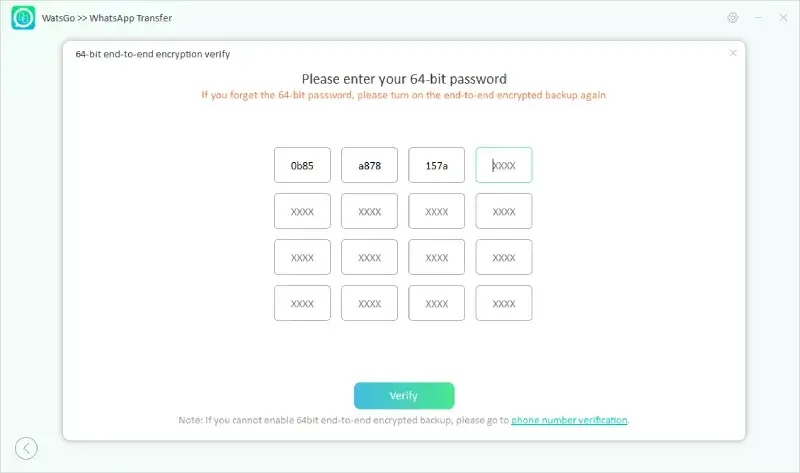 Enable End-to-End Encrypted WhatsApp Backup and Verify with Password 3