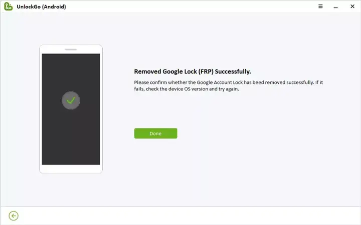 Step 4 Done! Google FRP lock removed